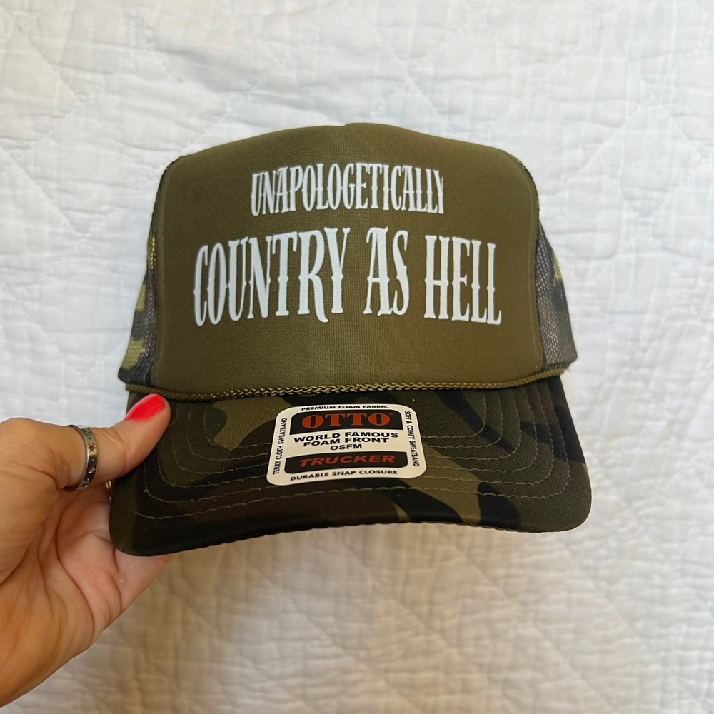 Unapologetically country as hell trucker hat